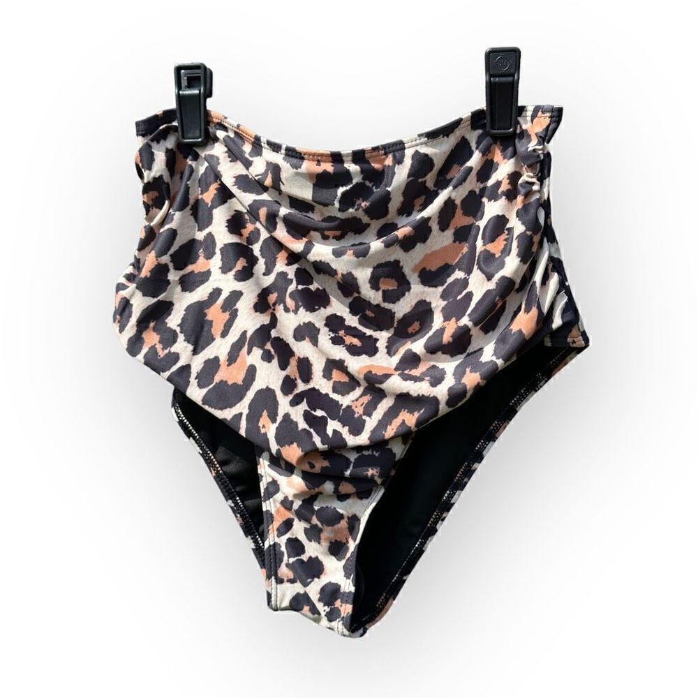NWOT black/cheetah print 2 piece swimsuit women’s size large - Picture 11 of 14